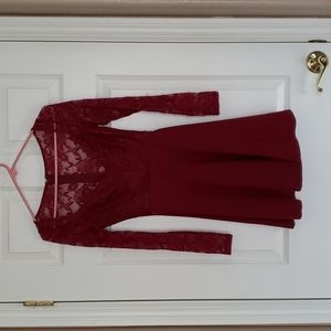 Red floral and mesh dress